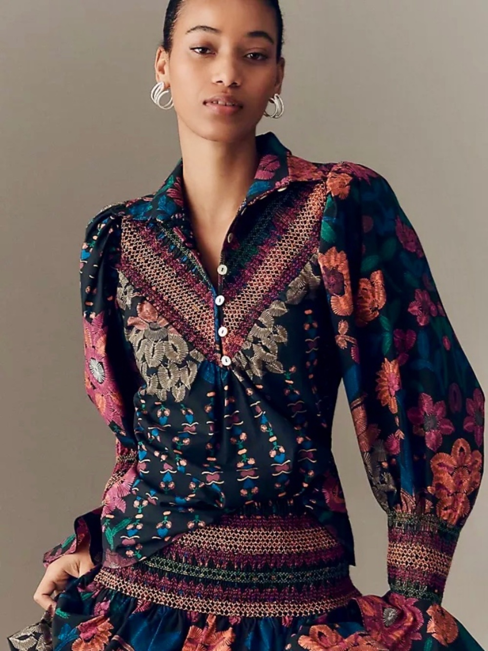 Stunning statement embroidered blouse by Hope for Flowers by Tracey Reese SIZE M